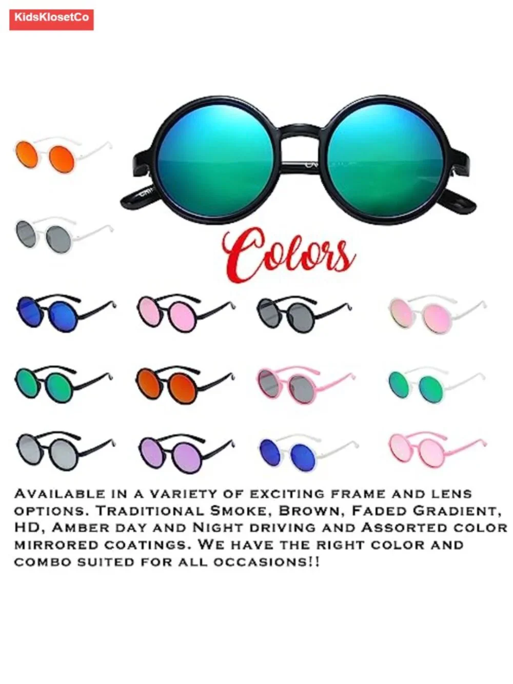 Polarized Retro Round Sunglasses for Kids Elastic BPA Free